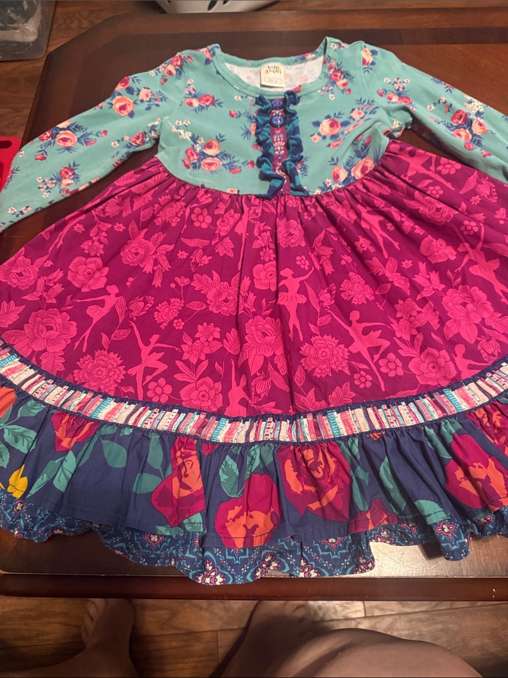Wildflowers Teal & Magenta Floral Mixed-Print Twirl Dress